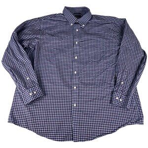 Member's Mark Stretch Oxford Button Up Shirt Men's XL Blue Red White Long Sleeve